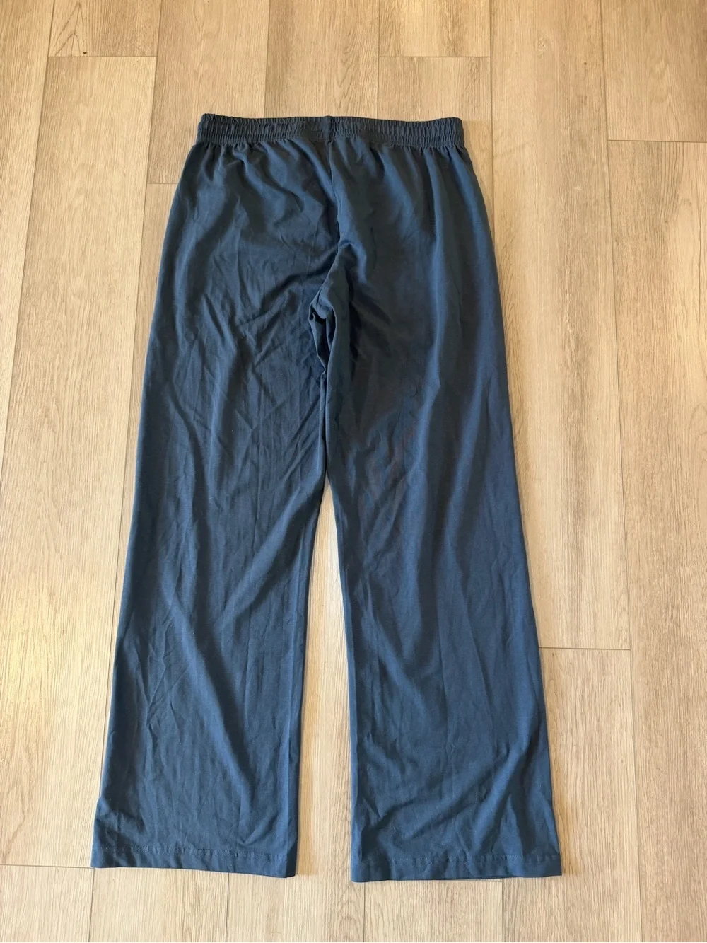 Pact Women’s Organic Cotton Wide Leg Lounge Pants Blue Pockets Sz L 32” Inseam